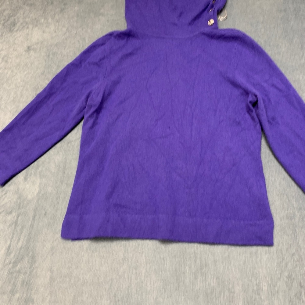Jones New York Sweater Womens Petite Large Purple Tight Knit Mock Neck Pullover - Picture 7 of 16